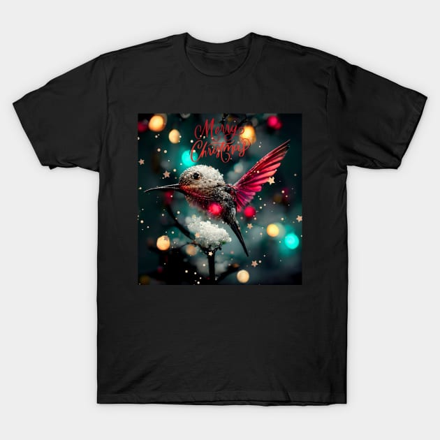 Merry Christmas - holiday hummingbird for nature lover T-Shirt by Design-by-Evita